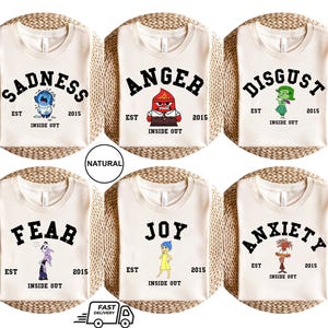 Koszulka Inside Out Characters, Koszulka Inside Out, Koszulka Inside Out Group Matching Tee, Inside Out Family Party, Bluza z kapturem na Halloween