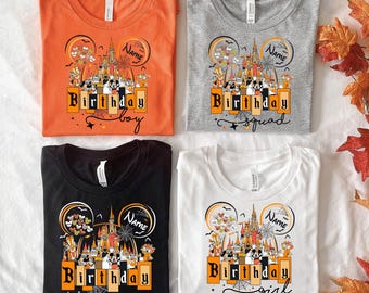 Camiseta de cumpleaños de Halloween, camiseta de cumpleaños de Mickey y sus amigos, camisetas de Disney para la familia, equipo de cumpleaños de Disney, camisetas de viaje de cumpleaños de Disney
