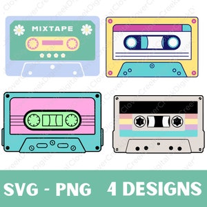 Cassetteband SVG PNG, Retro SVG, Cassette Svg cricut-bestanden, Cassette Clipart, jaren 90 Svg, Retro jaren 90 Snijbestand, Svg jaren 90, Mixtape clipart