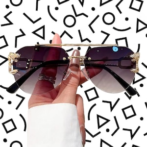 Oversized Rimless Retro Vintage Women Sunglasses - Multiple Colors