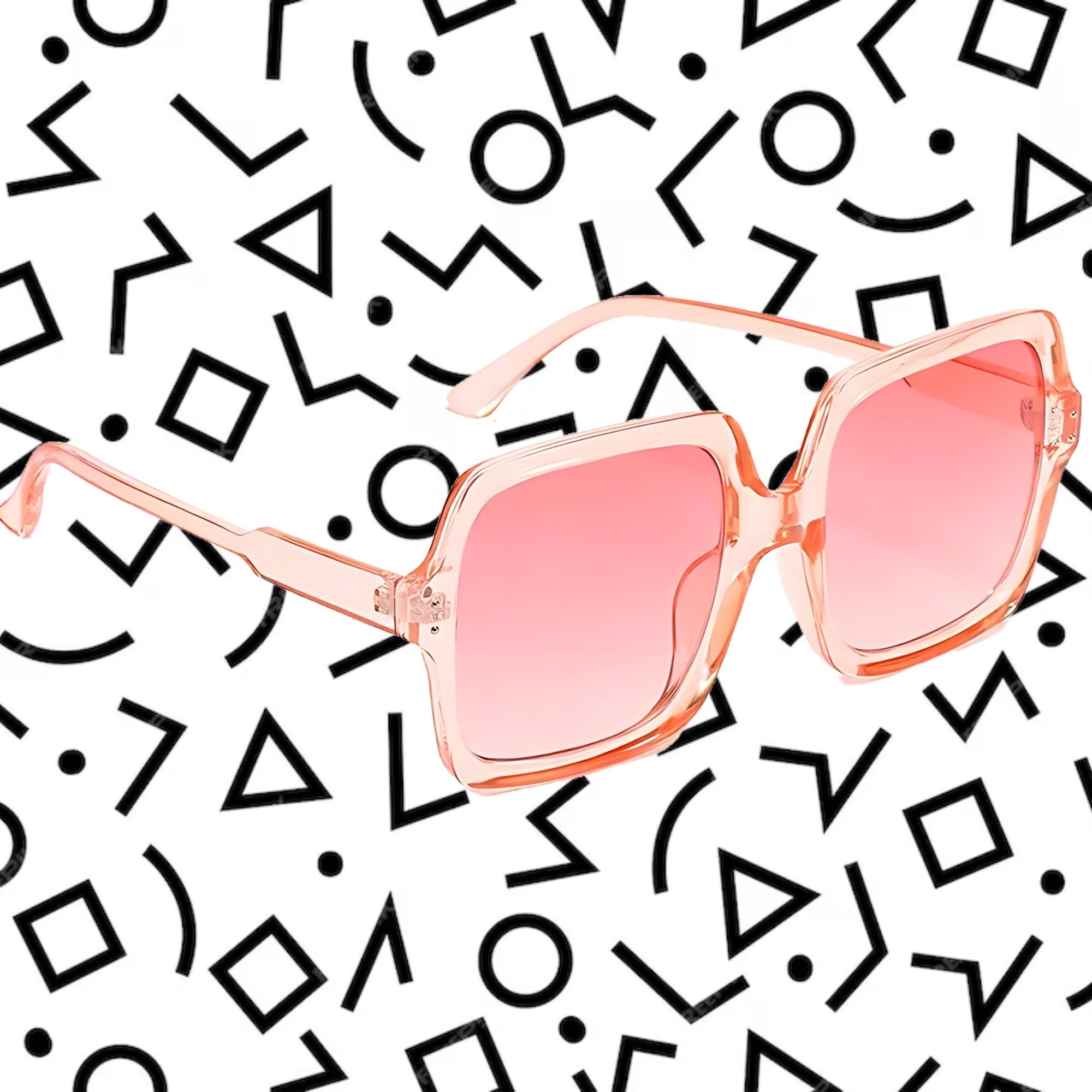 Vintage Oversize Sunglasses NOS Pink Rose Lens Clear & Red Frame 1970-1980 Retro il_fullxfull.4598235476_rqch.jpg main image 2