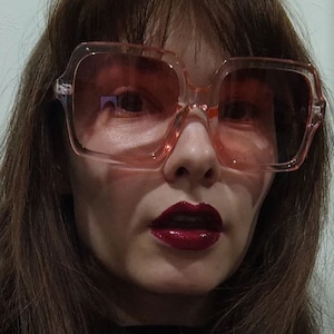 Pink Vintage 1970s Square Oversized Retro Sunglasses