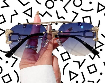 Dior Squared 2000s Sunglasses Rimless Metal With Rhinestones  display picture 3