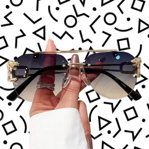 Oversized Rimless Retro Vintage Women Sunglasses - Multiple Colors