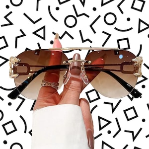 Oversized Rimless Retro Vintage Women Sunglasses - Multiple Colors