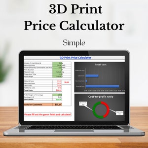 Calcolatore dei costi di stampa 3D I Calcolatore dei prezzi Tabella EXCEL I DE/ENG