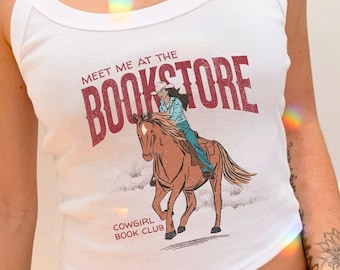 Bookish Cowgirl Spaghetti Strap Tank Top, Cowboy Romance Book Merch, Vintage Western Tank