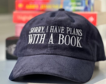 Bookish Vintage Embroidered Hat | All Booked Up Dad Cap | One Size Corduroy Hat