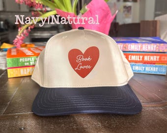 Embroidered Book Lover Baseball Cap, Structured 5 Panel Hat for Book Worm