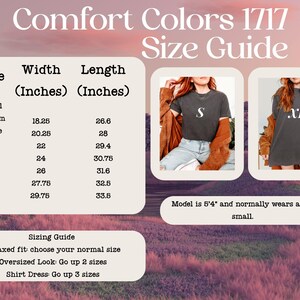 May include: Size chart for a t-shirt with measurements in inches. The chart shows the width and length of the shirt in inches for sizes small through 4XL. The chart also includes a sizing guide for relaxed fit, oversized look, and shirt dress.