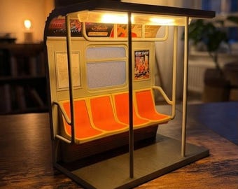 NYC Subway Train Ambient Lamp | 3D Printed Desk Night Light (130x130x75mm)