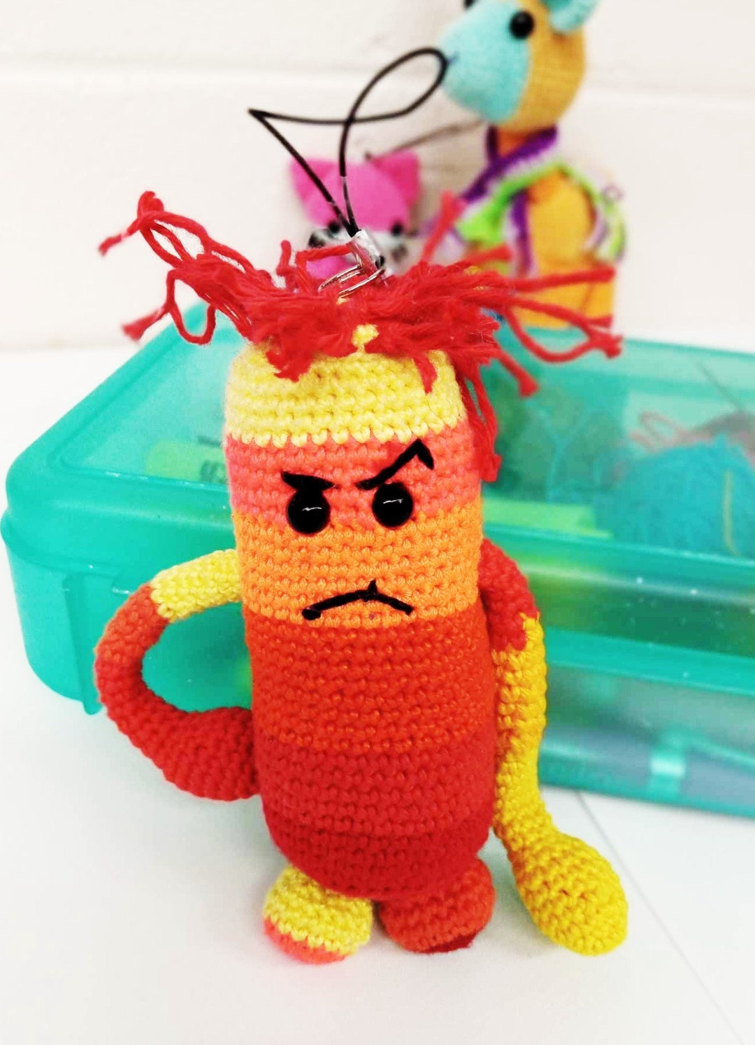 Amigurumi Mister Not Happy Grumpy Handmade Crochet Red, Orange and ...