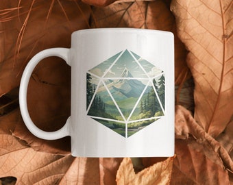DnD Scene D20 Mug, Dungeons and Dragons, Natural 20, Adventure Is Calling, Dungeon Master Gift