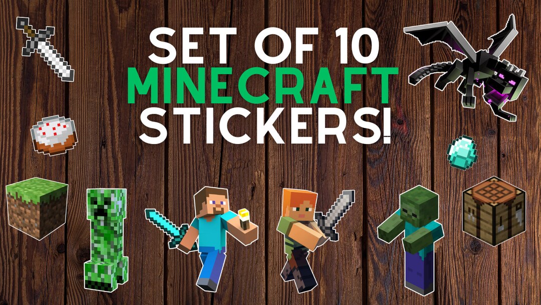 Minecraft Sticker Page Set of 10 Minecraft Stickers - Minecraft Adventure - Steve and Alex ...