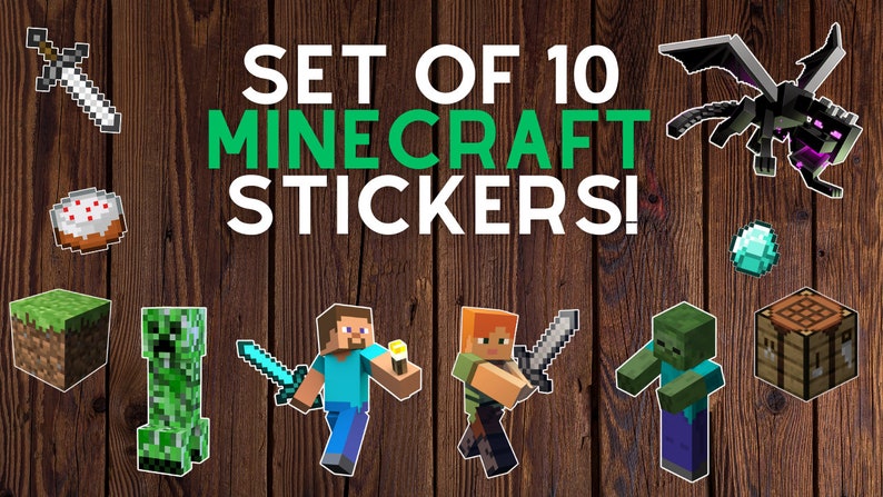 Minecraft Alex Sticker Set of 10 Minecraft Stickers - Minecraft Adventure - Steve and Alex ...