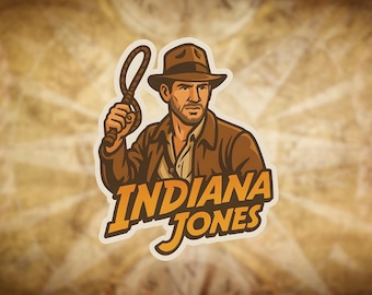 Indiana Jones Themed Sticker – Adventure Aesthetic, Treasure Map Style Vinyl Decal, Perfect for Travel Lovers and Movie Fans