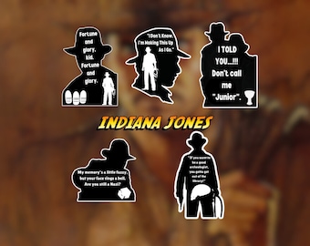 Indiana Jones 5-Piece Sticker Set - Indiana Jones Quotes - Adventure of a Lifetime - World's Greatest Archeologist - Waterproof