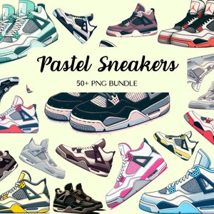 51 Hypebeast Sneaker Clip Art Bundle - Pastel Sneaker PNG Pack with Dripping Details for DIY Projects and Gifts for Sneakerheads
