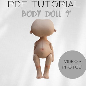 PDF corpo bambola vuoto 9 pollici, passo dopo passo, corpo morbido della bambola, bambola di pezza fai da te, modello di cucito, bambola scultura morbida, bambola di stoffa