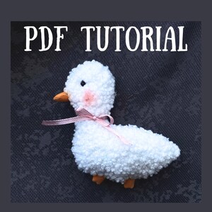 PDF tutorial plush goose toy with step by step, toy for newborn PDF pattern, fluffy duck. Easy sewing pattern.