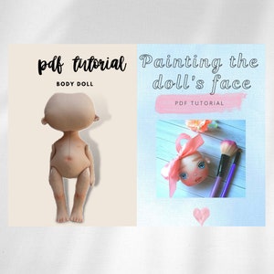 PDF blank doll body 9' + face painting cloth doll, PDF sewing tutorial, How to draw a doll face