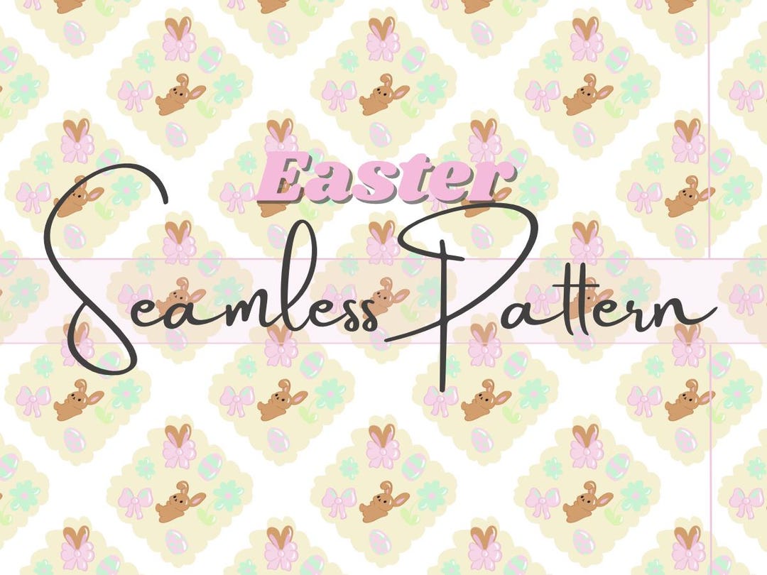 Yellow Easter Bunny Seamless Pattern | Pastel Spring Digital Paper ...