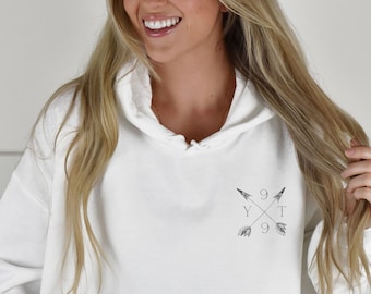 Pull personnalisé avec sweat à capuche Boho Arrows and Initials, cadeaux uniques, cadeau d’anniversaire, cadeau de fête des mères, cadeau