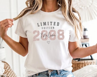 personalisiertes Geschenk zum 18 Geburtstag, Geburtstagsgeschenk, Geschenk Freundin, Geschenke für Frauen, Schwester, 2008 Geburtstag Shirt