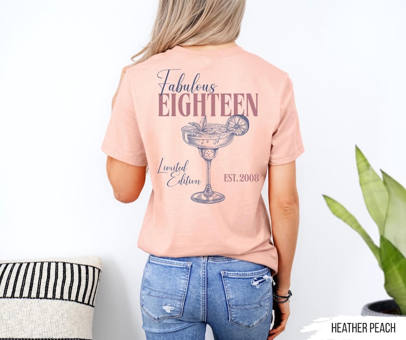 Personalized 18th birthday gift, birthday present for girlfriend, gifts for wife, sister, 2008 shirt for girls and daughters Heather Peach