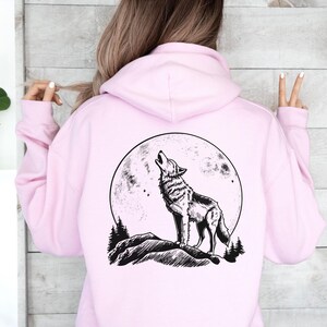 Felpa Con Cappuccio Unisex &ndash; Wolf Pack Lightning Night Hunt Moon Wolves