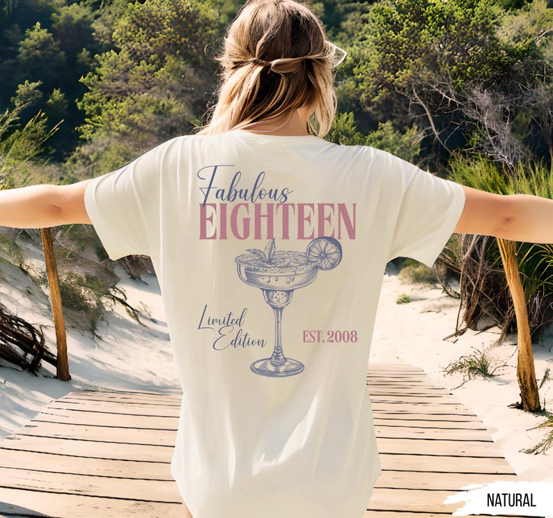 Personalized 18th birthday gift, birthday present for girlfriend, gifts for wife, sister, 2008 shirt for girls and daughters Natural