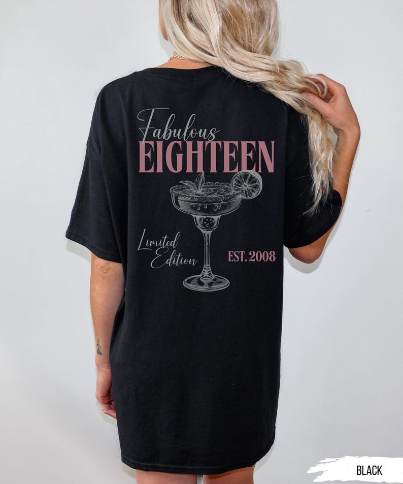 Personalized 18th birthday gift, birthday present for girlfriend, gifts for wife, sister, 2008 shirt for girls and daughters Black