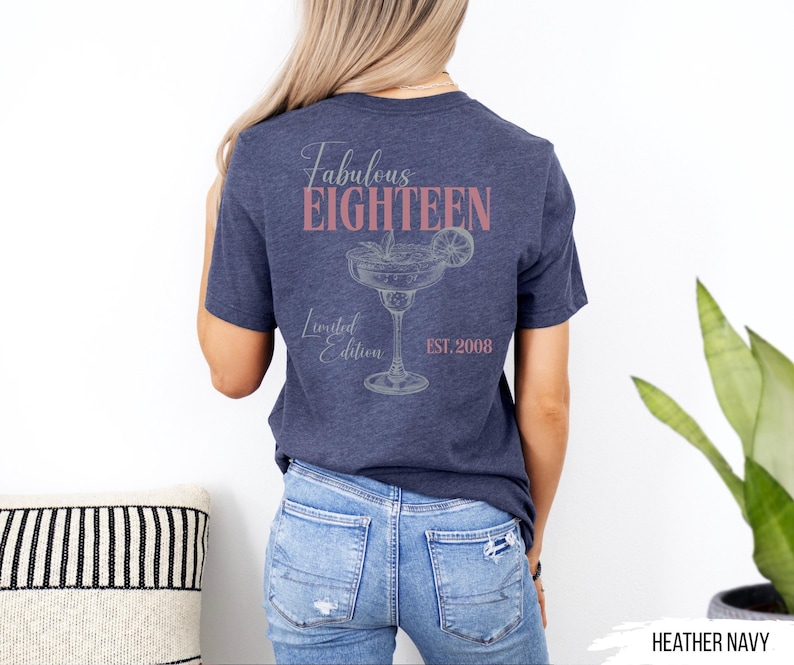 Personalized 18th birthday gift, birthday present for girlfriend, gifts for wife, sister, 2008 shirt for girls and daughters Heather Navy