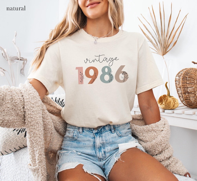 Geschenk zum 40 Geburtstag Shirt, Geburtstagsgeschenk, Geschenk Freundin T-Shirt, Geschenke für Frauen, Schwester Geschenk, 1986 vintage 画像 1