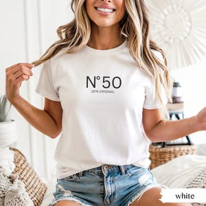 Geschenk zum 50 Geburtstag Shirt, Geburtstagsgeschenk, Geschenk Freundin T-Shirt, Geschenke für Frauen, Schwester Geschenk, 1975 vintage, White