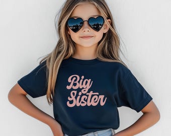 T-shirt with desired text e.g. "big sister" "little sister" to sibling outfit combinable gift sibling partner look