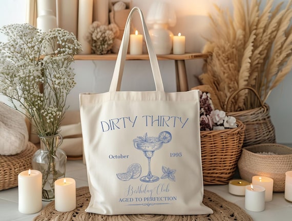 Dirty 30 Geburtstag personalisiert Tasche Einkaufsbeutel, Geschenk zum Geburtstag, Geburtstagsgeschenk, Jutebeutel, Beutel, 1995 Geschenk