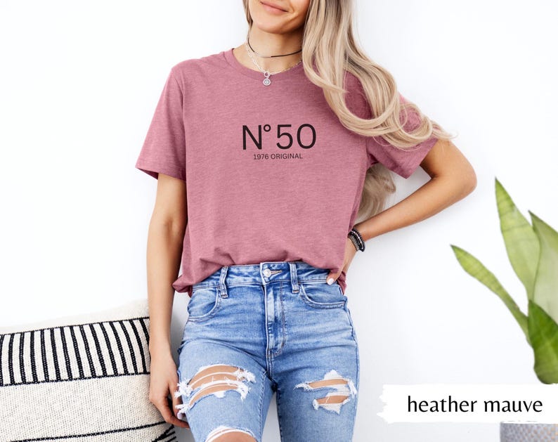 50th birthday gift shirt, birthday present, girlfriend gift T-shirt, gifts for women, sister gift, 1976 vintage Heather Mauve