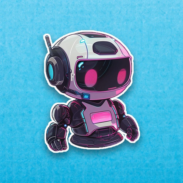 Retro Robo Boy Sticker Kawaii Anime Computer Cute E-Boy Adorable Sweet Decor Cute Robotic Freind Decorative Stickers High Quality Venyl