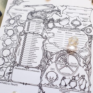 DnD 5e Sorcerer Character Sheet / Printable Fillable PDF / Dungeon and Dragons Digital Download / Fantasy GM Gift