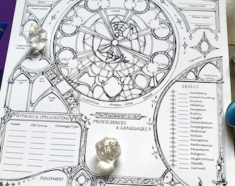DnD 5e Cleric Character Sheet / Printable Fillable PDF / Dungeon and Dragons Digital Download / Fantasy GM Gift