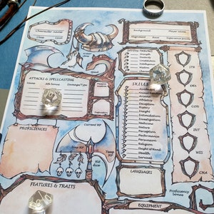 DnD 5e Barbarian Character Sheet / Invulbare pdf digitale download / Dungeon and Dragons / Fantasy GM Gift / Viking dnd