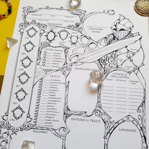 DnD 5e Paladin Character Sheet / Printable Fillable PDF / Dungeon and Dragons Digital Download / Fantasy GM Gift