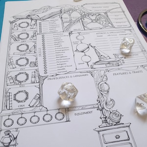 Dnd 5e Wizard Character Sheet / Printable Fillable PDF / Dungeon and ...