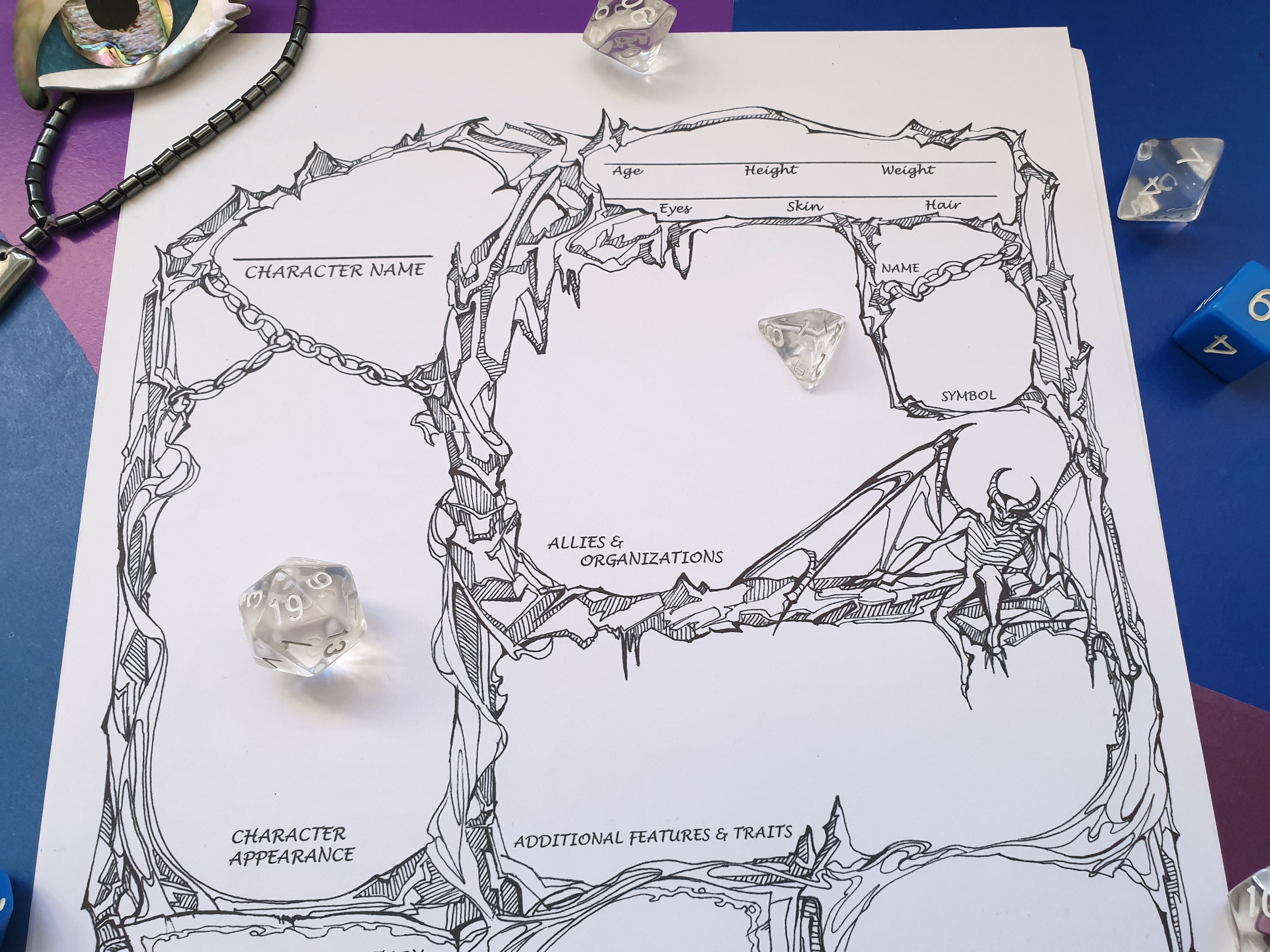 Dnd 5e Warlock Character Sheet / Printable Fillable PDF / Dungeon and ...