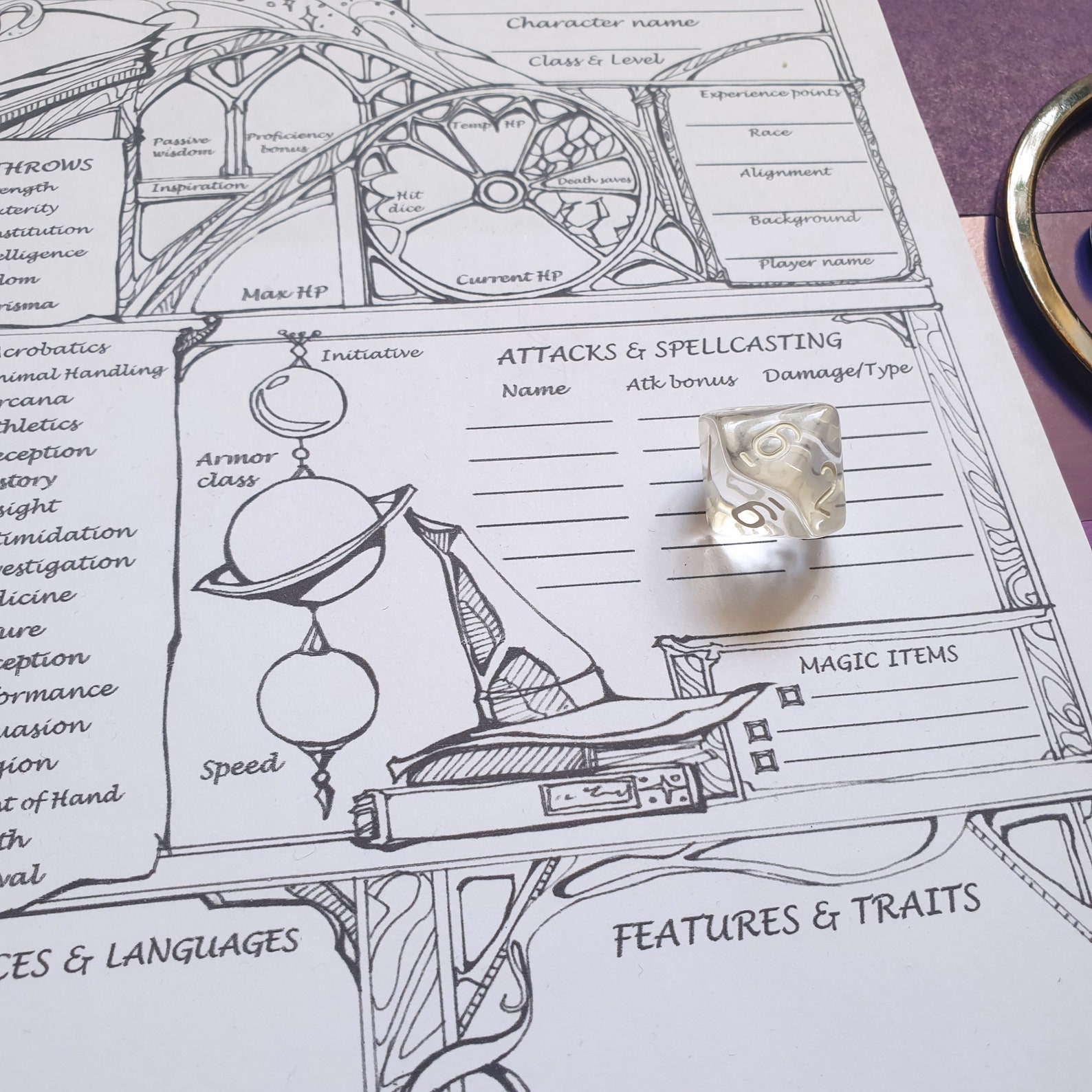 Dnd 5e Wizard Character Sheet / Printable Fillable PDF / Dungeon and ...