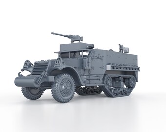 WWII US M9A1 Half Track- 1/100 15mm 1/87 HO 1/72 20mm 1/56 28mm 1/48 1/35 scale miniatures figures model wargame
