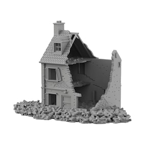 HUIS IN PUIN 01 - 37-NORDV01 - WW2 Wargame Terrein Landschap Diorama Netwerk FoW Team Yankee 1/100 15mm 1/87 ho 1/72 20mm 28mm dday