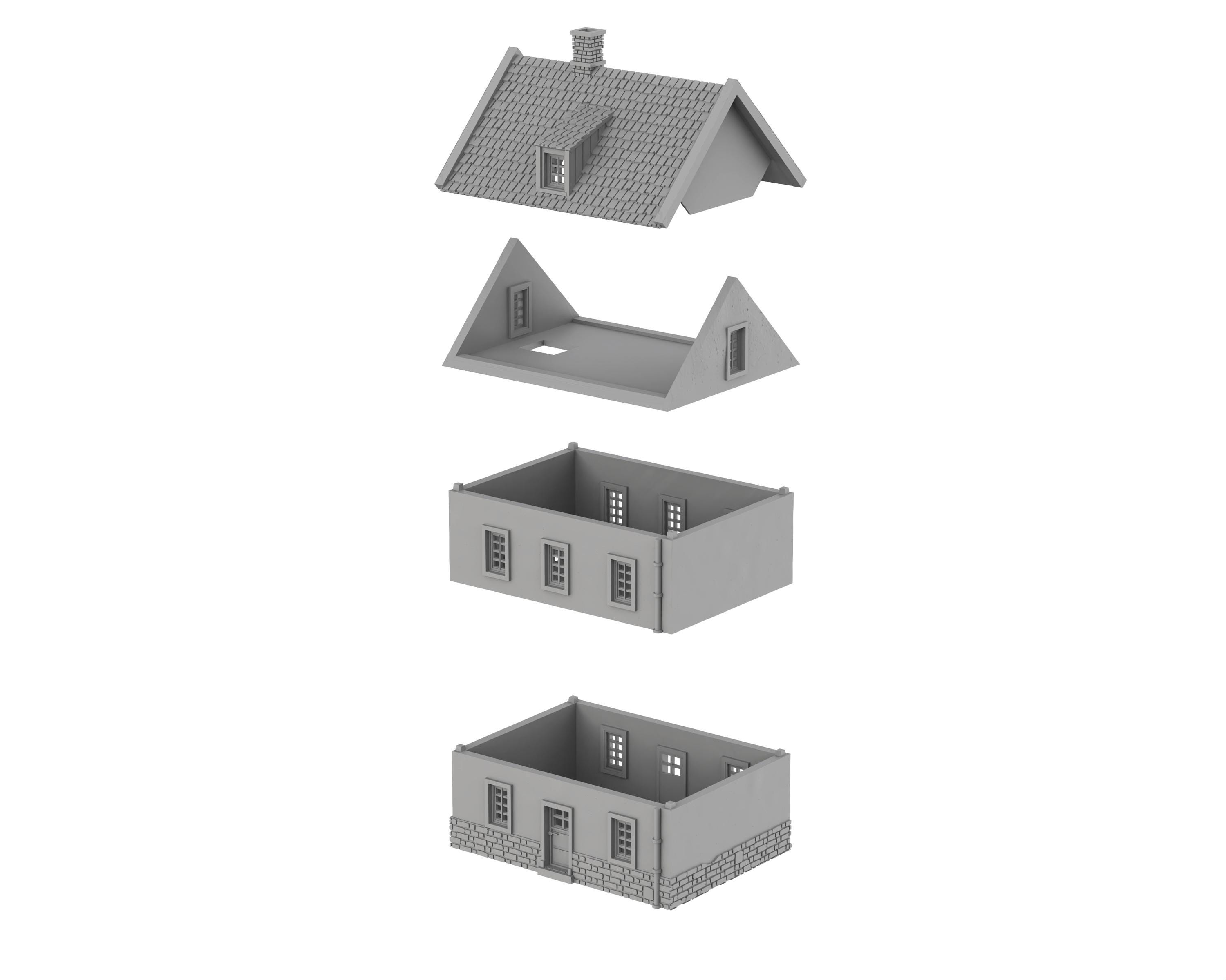 MEDIUM HOUSE B MAISON MOYENNE - 3D PRINTED Décor Wargame Terrain