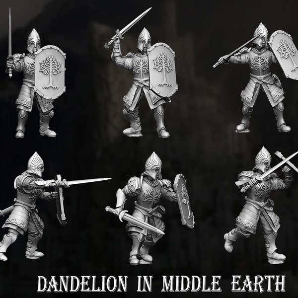 6x Gondor Warriors Sword and Shield or Spear swordsman spearman proxy Warhammer Lord of the Rings LOTR MESBG SDA Minas Tirith Osgiliath